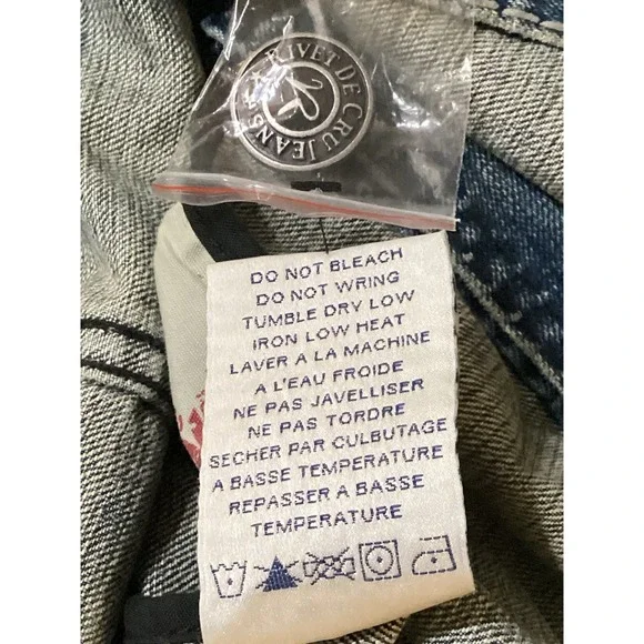 Rivet de Cru Classic Denim Jacket Long Sleeve Button Distressed Men's Small, NWT - Picture 11 of 11